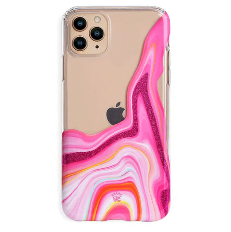 Pink Geode Glitter Clear iPhone Case