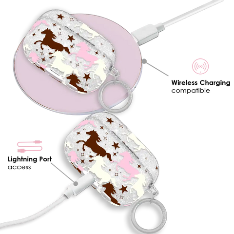 Pink Pony Glitter AirPod Case