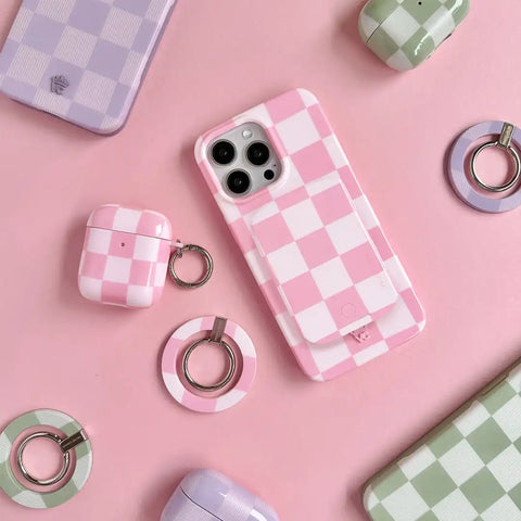 Pink Vibe Checkered Portable MagSafe Charger Power Pack
