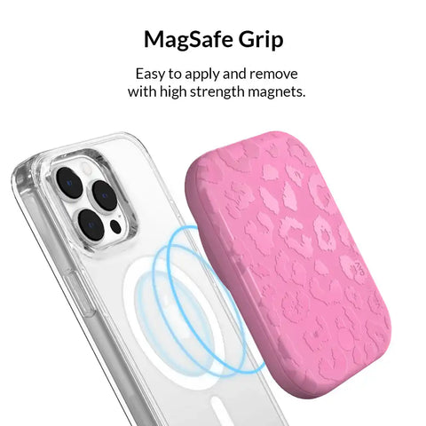 Hot Pink Leopard Portable MagSafe Charger Power Pack