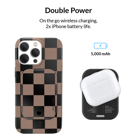 Mocha Vibe Checkered Portable MagSafe Charger Power Pack