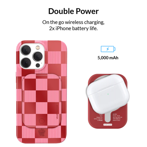 Rose Vibe Checkered Portable MagSafe Charger Power Pack