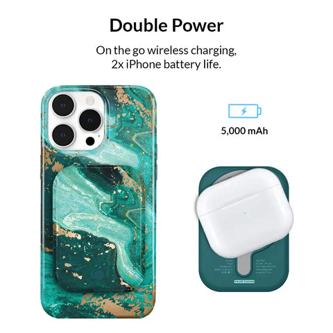 Emerald Marble Portable MagSafe Charger Power Pack