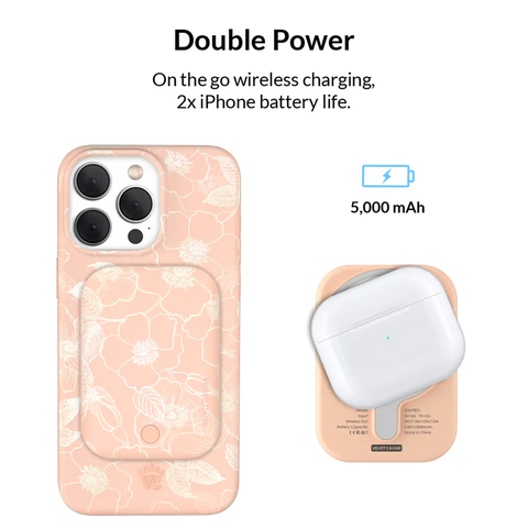 Peach Blossom Portable MagSafe Charger Power Pack