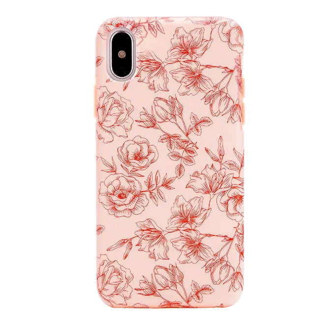 Nude Red Chrome Floral iPhone Case