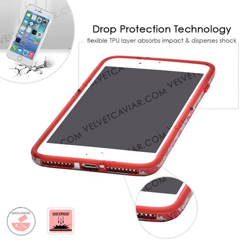 Red Marble Silver Chrome iPhone Case