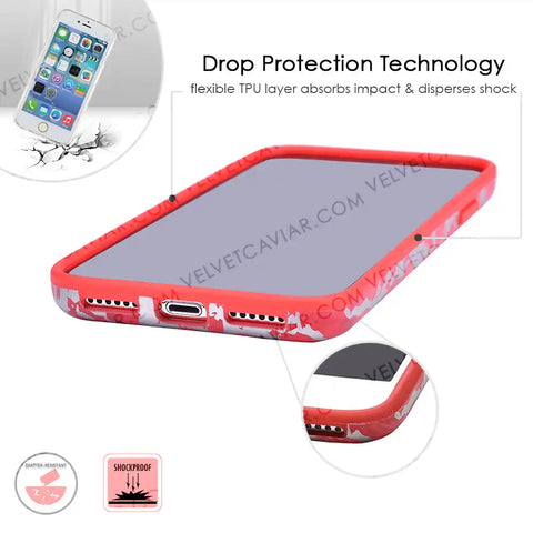 Red Marble Silver Chrome iPhone Case