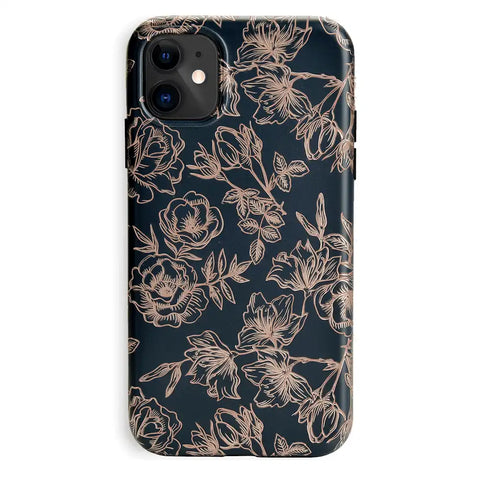 Floral Rose Gold Chrome iPhone Case