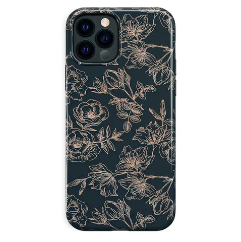 Floral Rose Gold Chrome iPhone Case