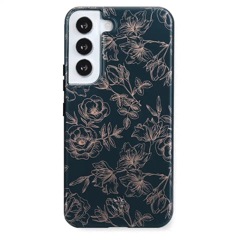 Floral Rose Gold Chrome Samsung Galaxy Case