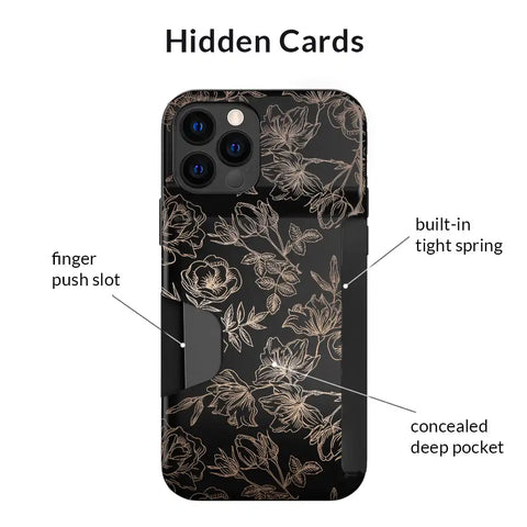 Floral Rose Gold iPhone Wallet Case
