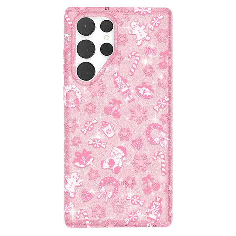 Pink Christmas Glitter Samsung Case