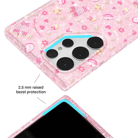 Pink Hanukkah Glitter Samsung Case