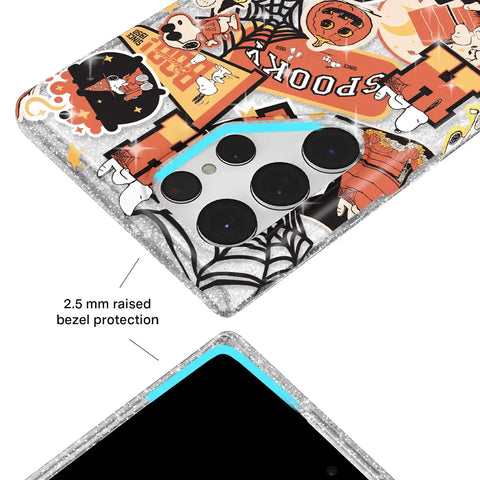 Snoopy Halloween Varsity Glitter Samsung Case