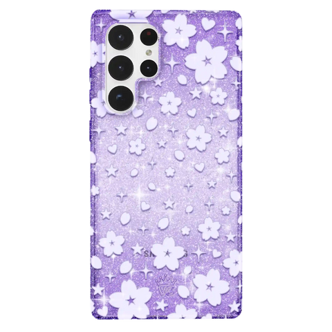 Lavender Cherry Blossom Glitter Samsung Case