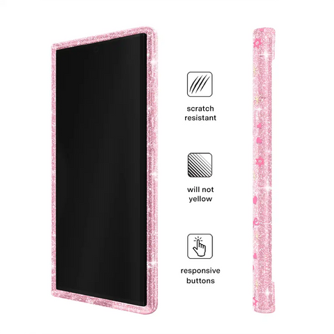 Pink Hanukkah Glitter Samsung Case