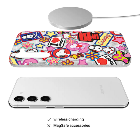Snoopy Patchwork Glitter Samsung Case