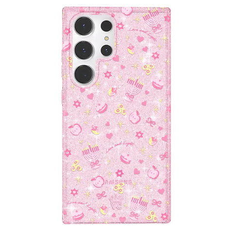 Pink Hanukkah Glitter Samsung Case