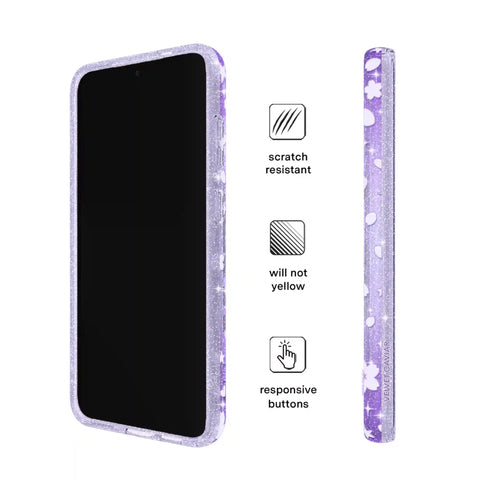 Lavender Cherry Blossom Glitter Samsung Case