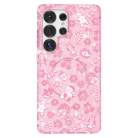 Pink Christmas Glitter Samsung Case