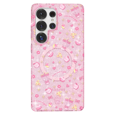 Pink Hanukkah Glitter Samsung Case