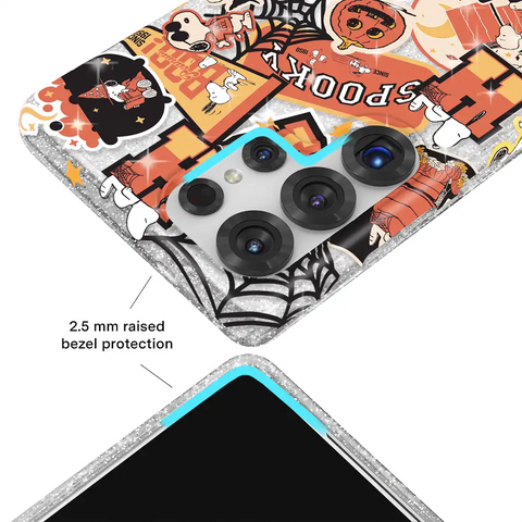 Snoopy Halloween Varsity Glitter Samsung Case