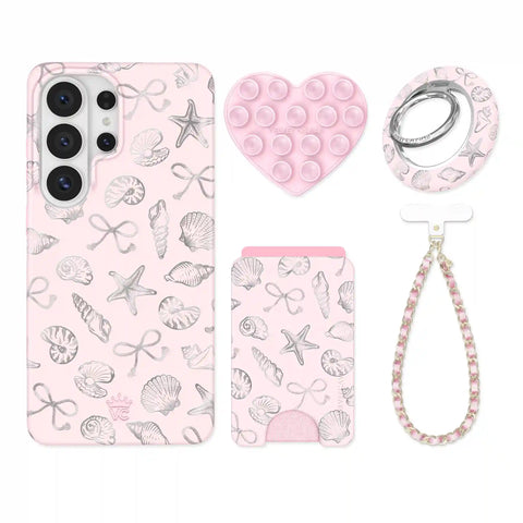 Pink Coastal Seashells Samsung Bundle Set