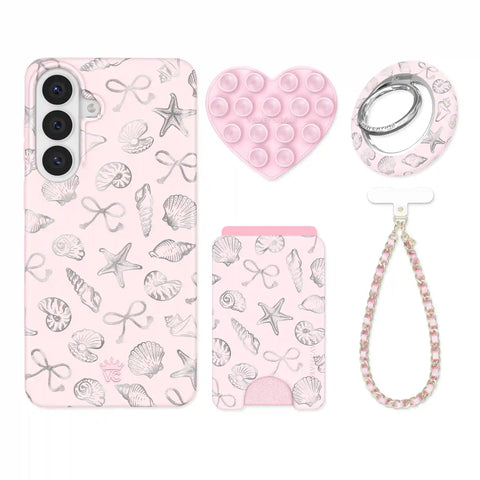 Pink Coastal Seashells Samsung Bundle Set