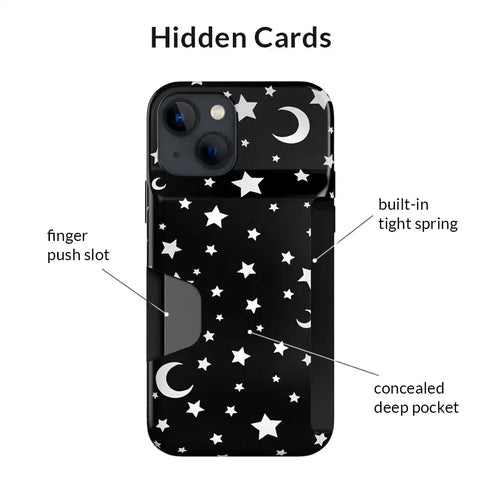 White Stars & Moon Iphone Wallet Case