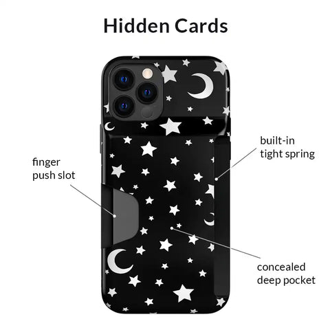 White Stars & Moon Iphone Wallet Case