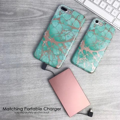 Turquoise Rose Gold Chrome iPhone Case