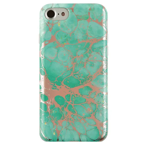 Turquoise Rose Gold Chrome iPhone Case