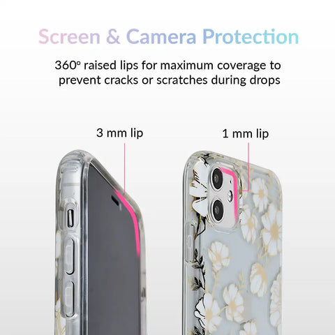 White and Gold Floral Clear iPhone Case