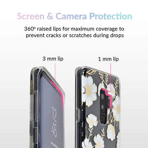 White and Gold Floral Clear Samsung Case