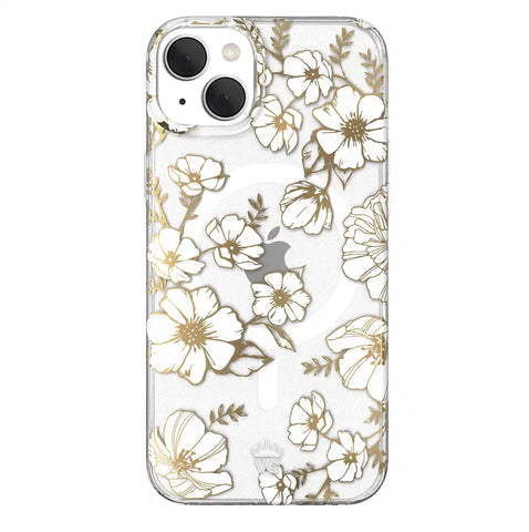 White and Gold Floral Clear iPhone Case