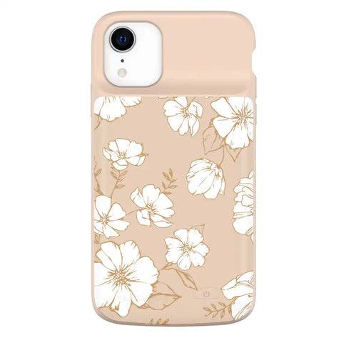 White Floral iPhone Charging Case