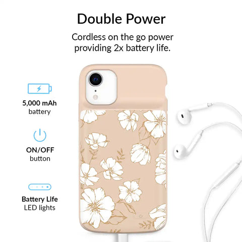 White Floral iPhone Charging Case