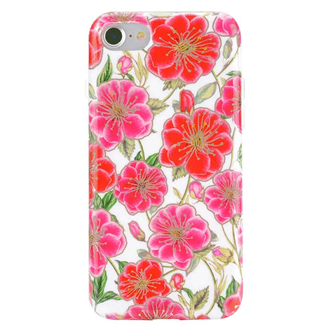 White Hibiscus Rose Gold Chrome Floral iPhone Case