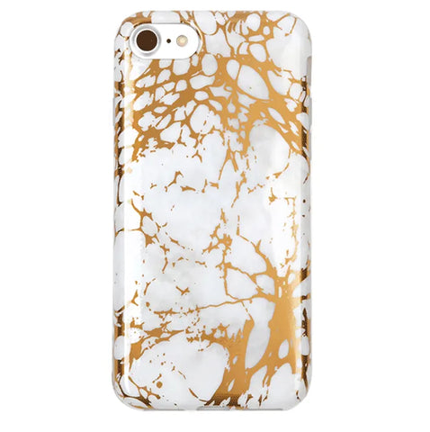 White Marble Gold Chrome iPhone Case