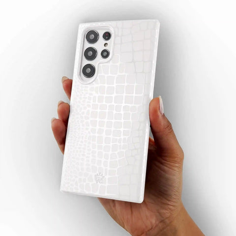 White Croc Samsung Case