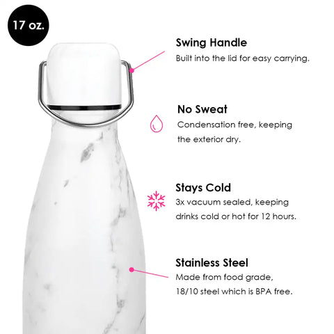 White Marble Water Bottle