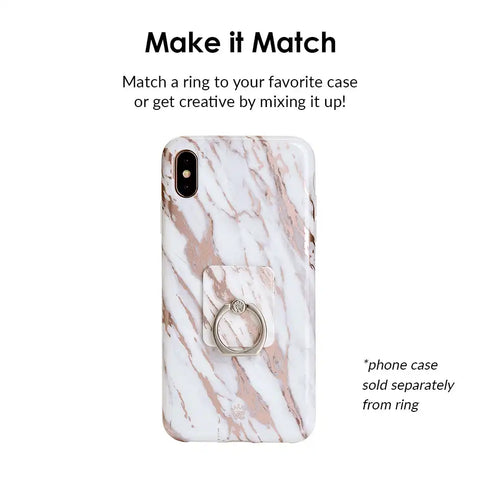 White Marble Rose Gold Chrome 2 Phone Ring