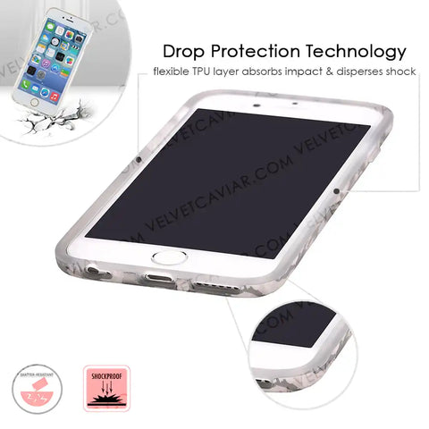 White Marble Silver Chrome iPhone Case
