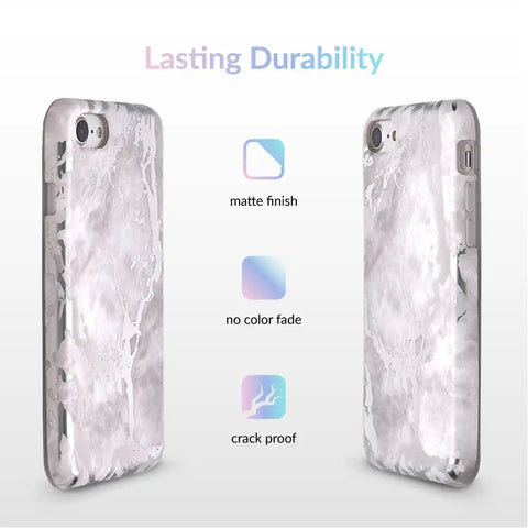 White Marble Silver Chrome iPhone Case