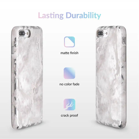 White Marble Silver Chrome iPhone Case