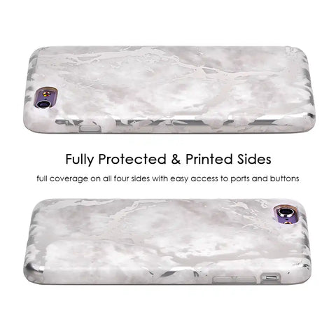 White Marble Silver Chrome iPhone Case