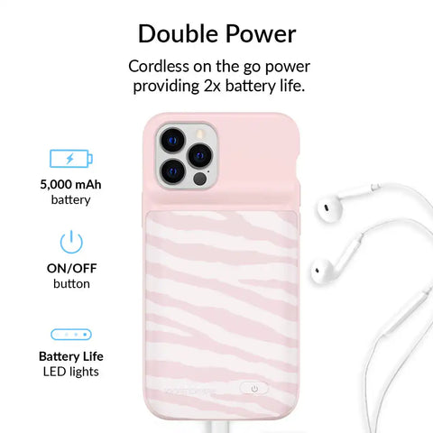 Pink Zebra iPhone Charging Case